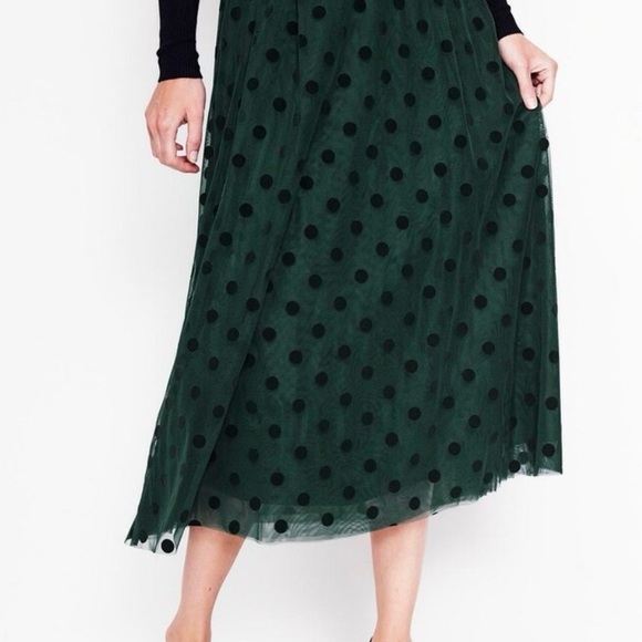 Boden Isabella tulle midi skirt green with black polka dots. New 6 a line - Picture 2 of 6